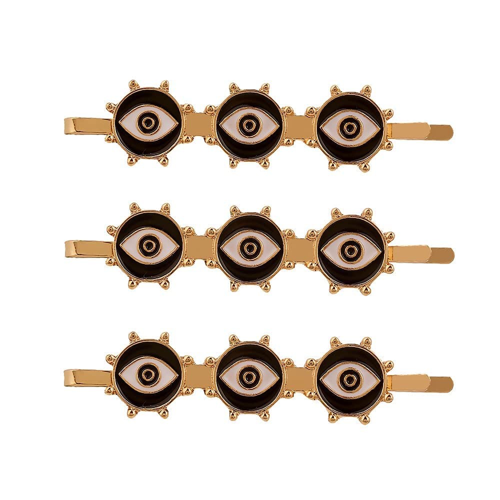 3-Piece Vintage Evil Eye Metal Hairpins for Side Styling