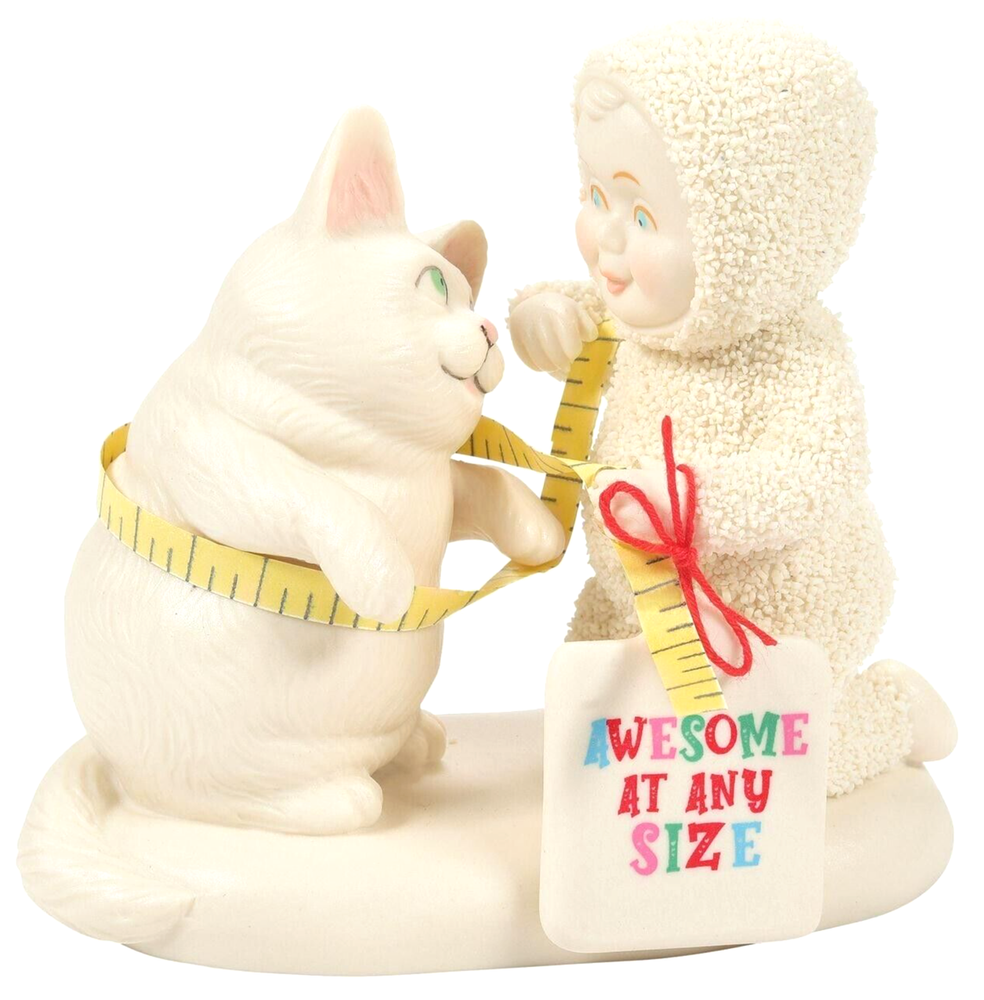 New Dept 56 Snowbabies Porcelain Figurine - Adorable Fat White Cat Collectible