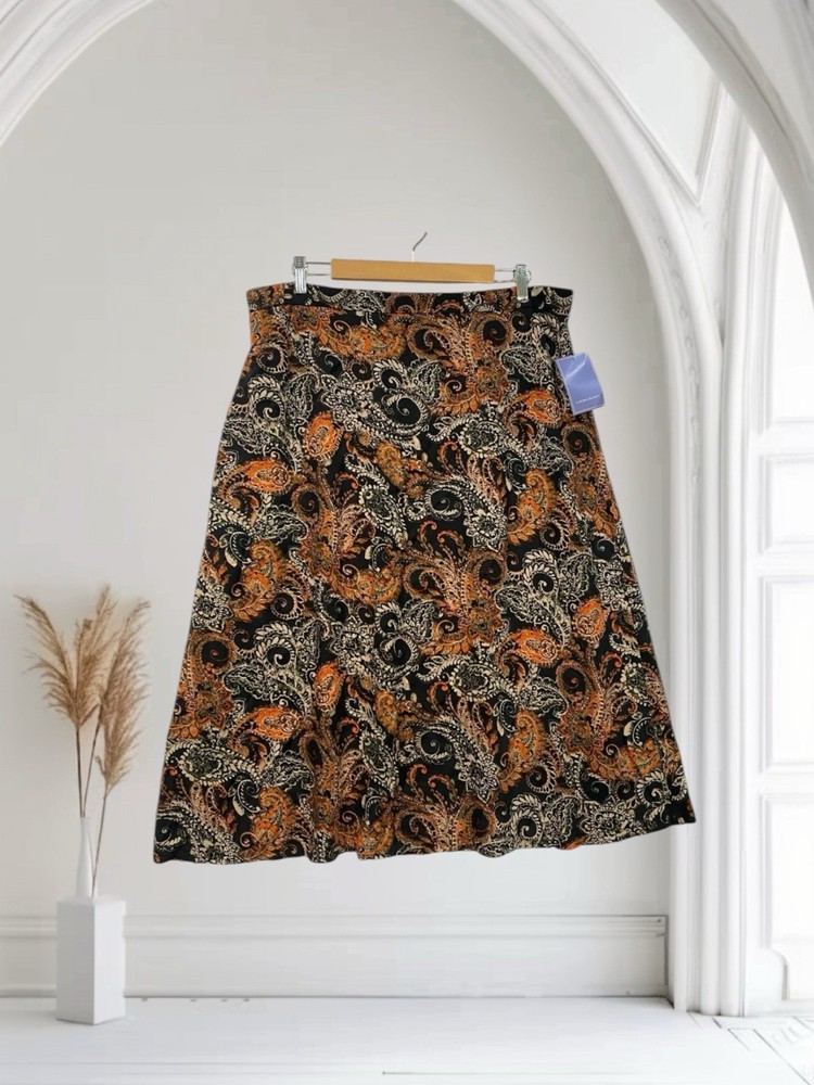 Laura Scott Women’s Paisley Print Midi Skirt Size XL Fall Boho Chic NWT
