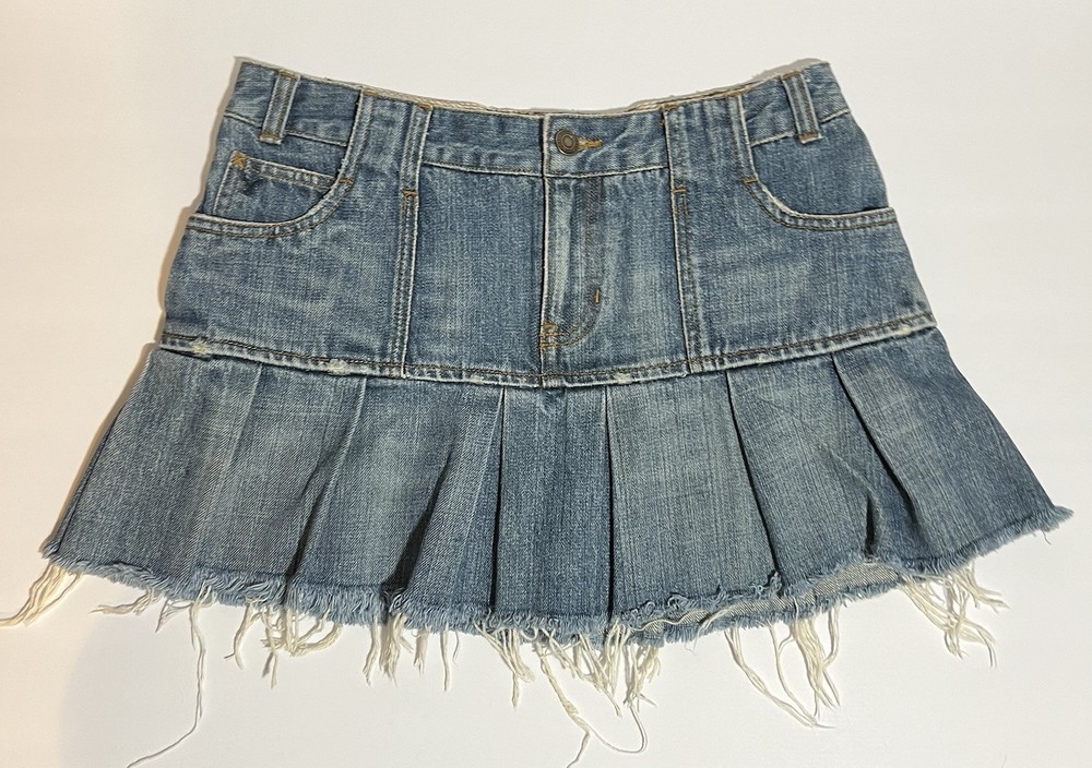 Vintage Y2K American Eagle Denim Pleated Mini Skirt Skort 4 Medium Preppy 2000s