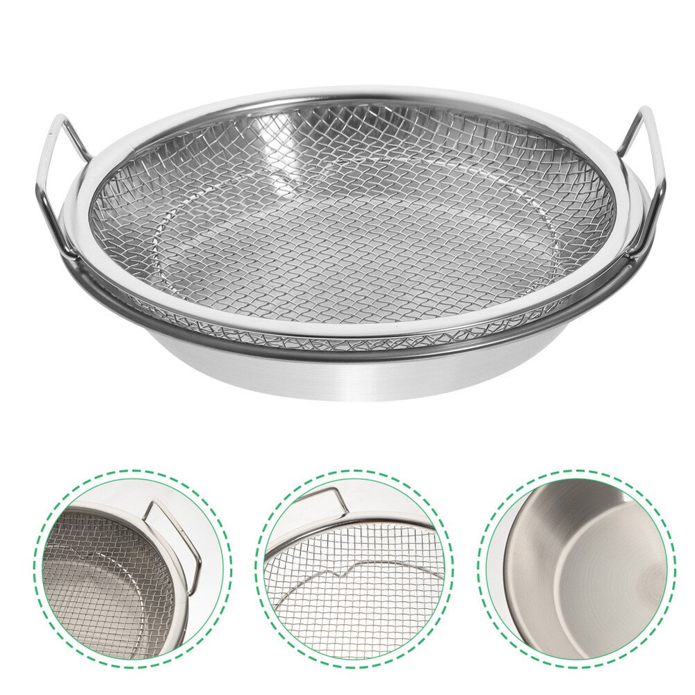 Grease Draining Rack for Fried Foods Tray with Frying Net Fryer