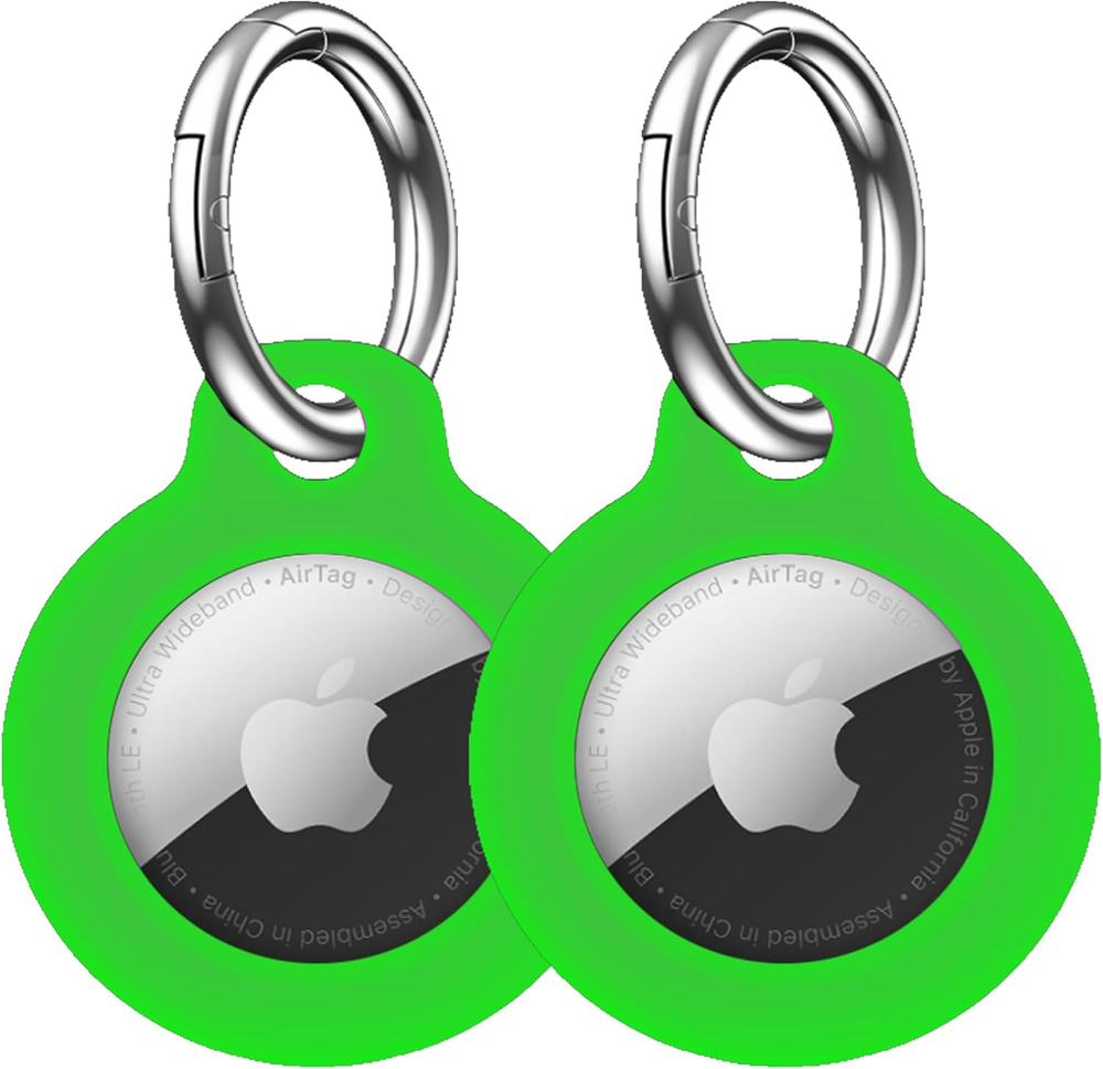 2 Pack Glow Airtag Holder Keychain Case Compatible with Apple Airtag
