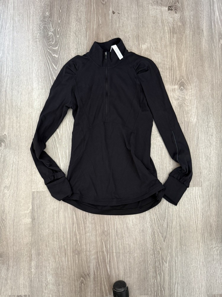 Lululemon Its Rulu Cropped Half Zip Long Sleeve in Black Size 4
