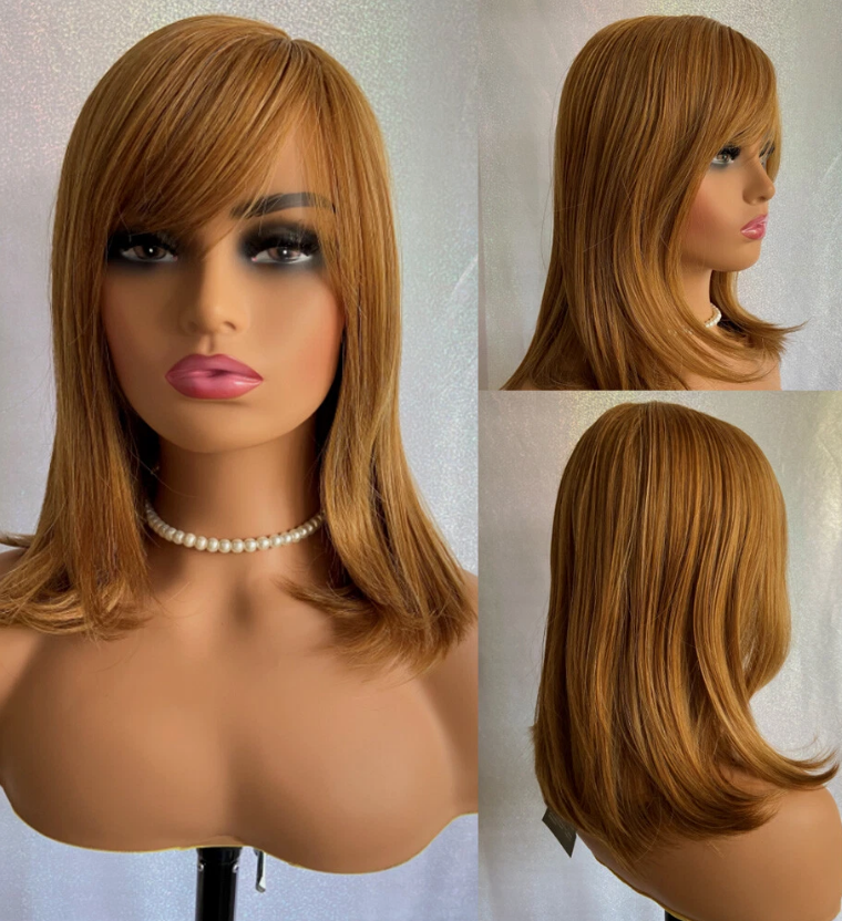 Brown Layered Synthetic Wig for Women – Soft & Natural Straight Cut