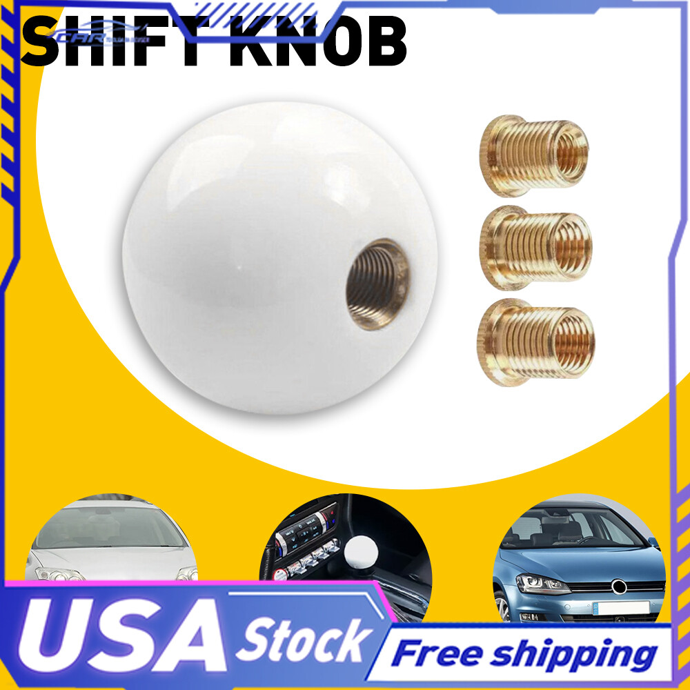Acrylic White Round Ball Universal Shift Knob Handle Manual Shifter Transmission
