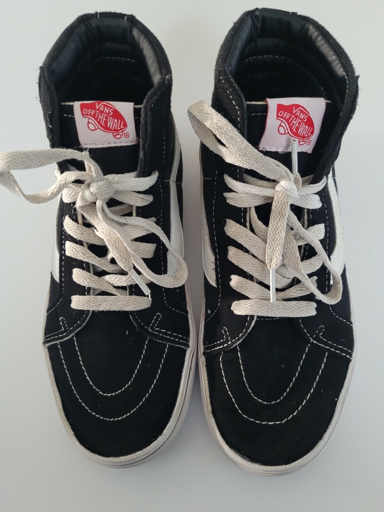 VANS HIGH TOP MENS SKATE SHOE SIZE 5 US Women 6.5 BLACK W/WHITE TRIM