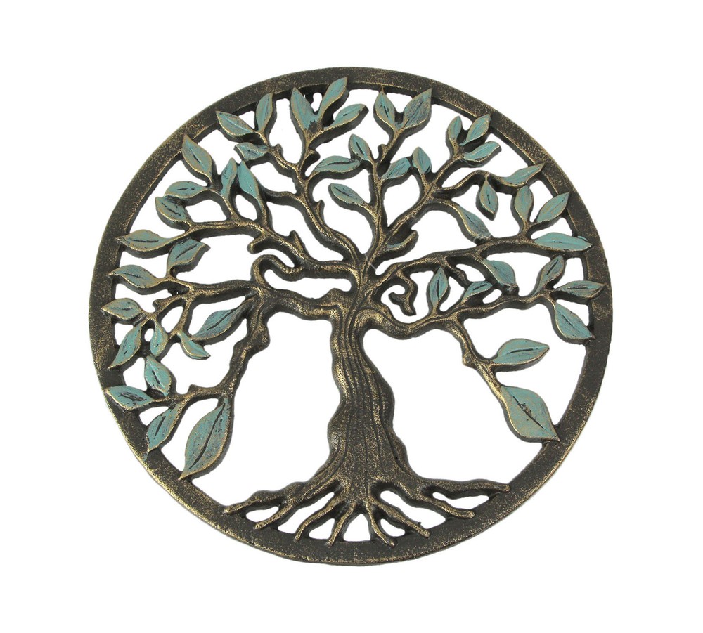 Bronze Finished Cast Iron Tree Of Life Wall Hanging 11.75 Inches In Diameter