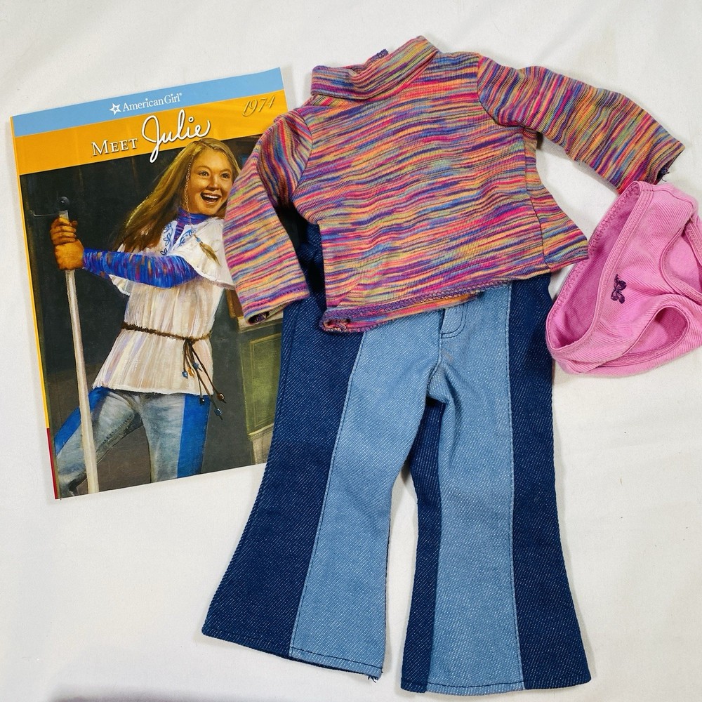 18-inch American Girl Doll Julie Meet Outfit Set with Top Pants and Underwear