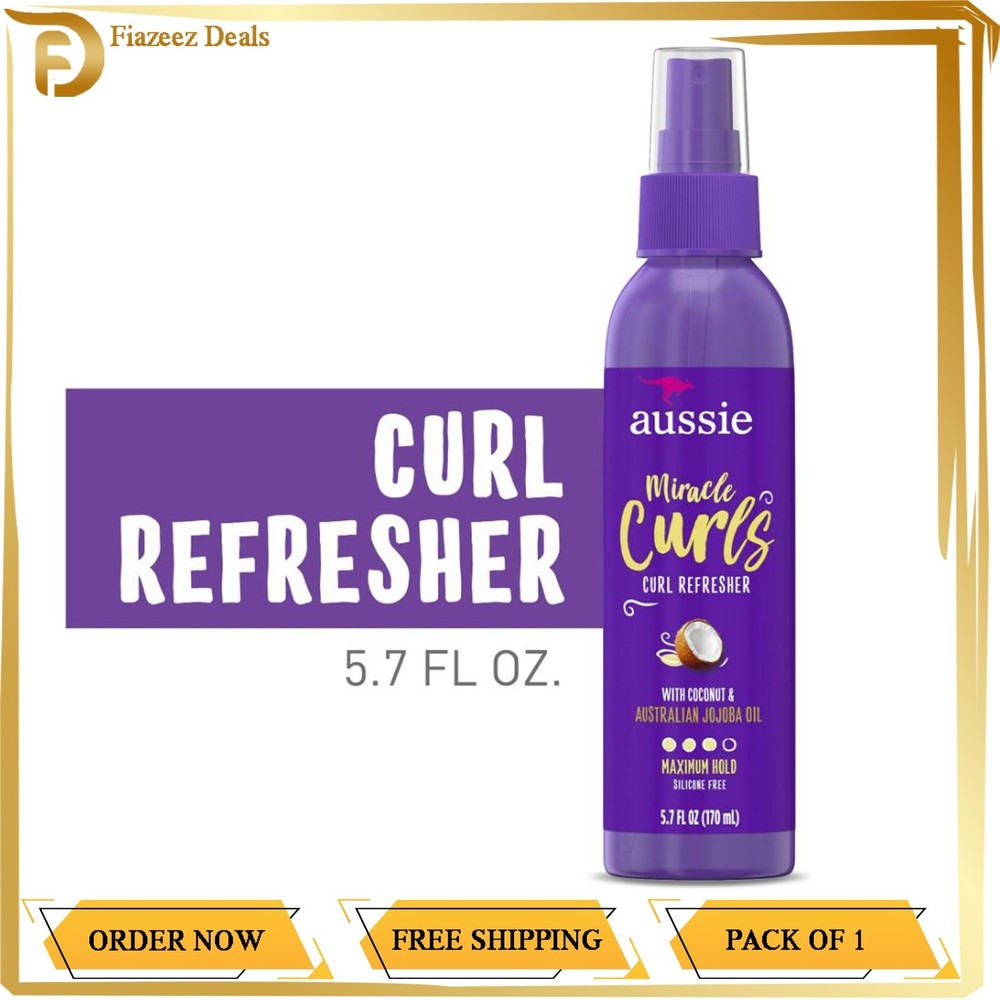 Aussie Miracle Curls Refresher Spray Gel With Coconut & Jojoba Oil 5.7 Fl oz