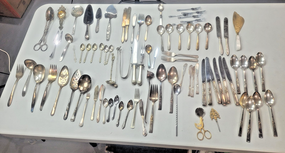 87 Piece Mixed Lot Vintage Silver Plated Flatware – Spoons Forks Serving Pieces