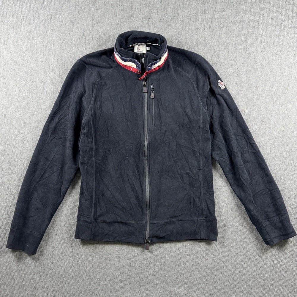 Moncler Grenoble Fleece Jacket Black XL Quilted Nylon Collar & Shoulders,