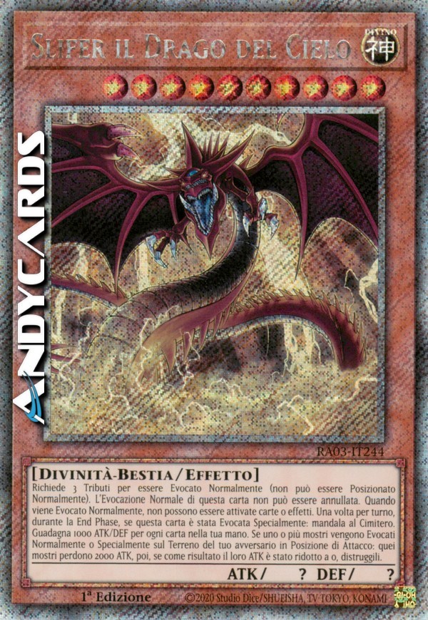 SLIFER THE SKY DRAGON Secret Platinum Rare RA03 IT244 1st Edition