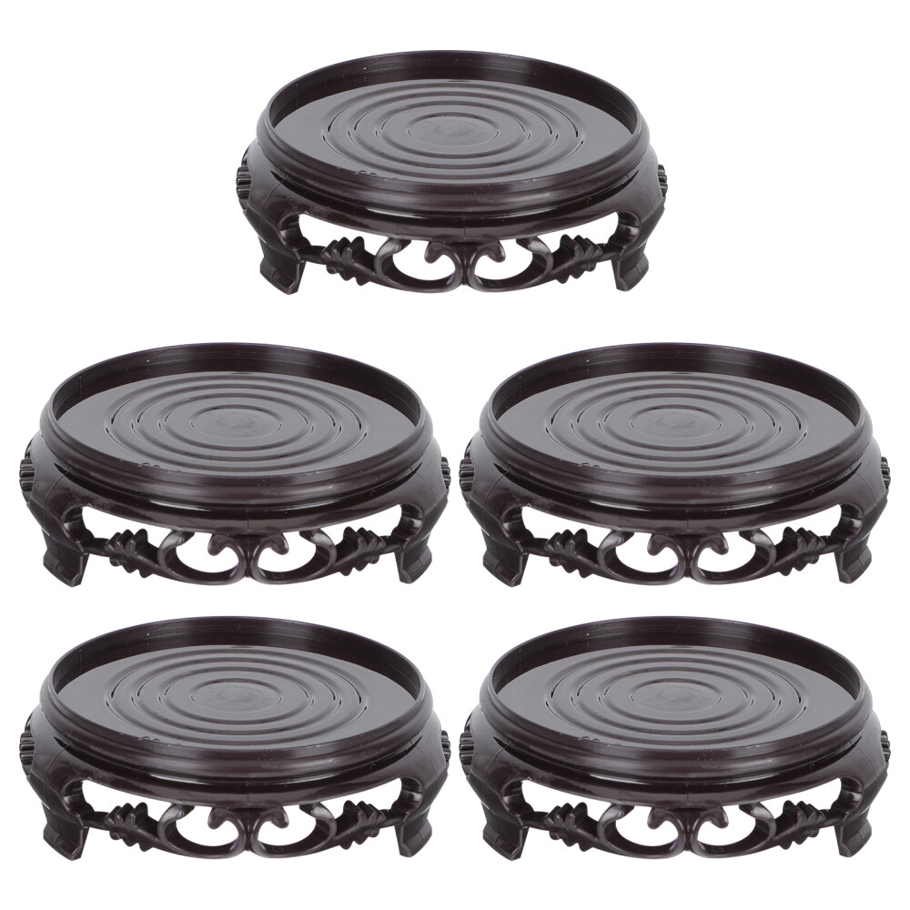 5 Pcs Round Flower Pot Holder Stand with Raised Tray Base Bracket
