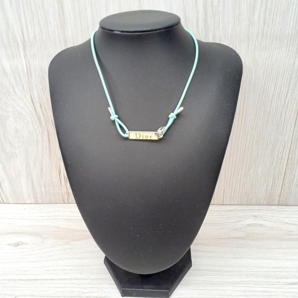 Dior Light Blue Logo Plate Choker Necklace Y0719 New