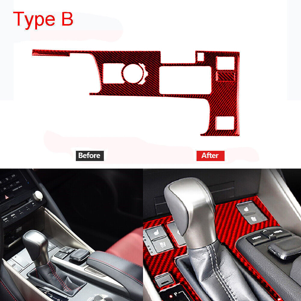 Red Carbon Fiber Gear Shift Panel Cover Trim Type B for Lexus IS250 IS350 2013-2019