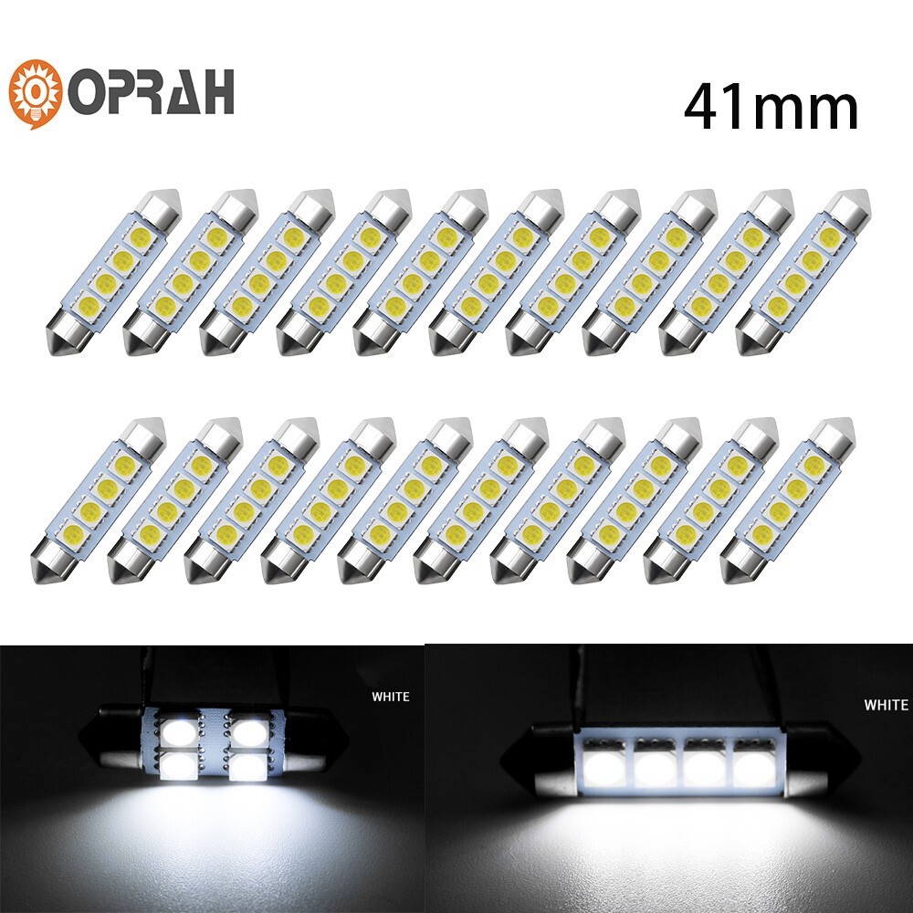 20X LED 41MM White Festoon Car Interior License Plate Dome Map Light Bulbs Trunk