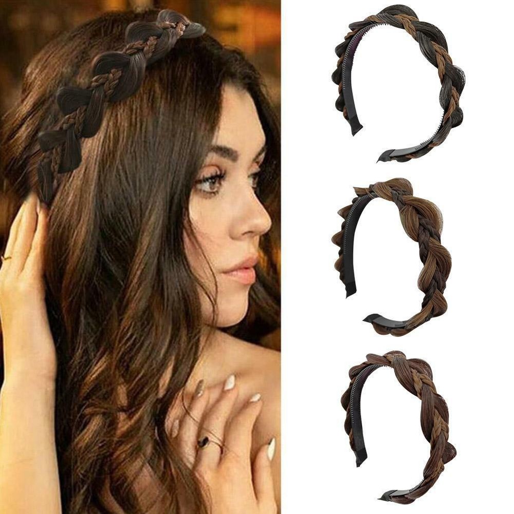 Braided Faux Wig Elastic Hair Band for Women and Girls