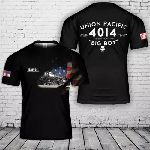 Custom Name Union Pacific Steam Locomotive 4014 BIG BOY T-Shirt 3D
