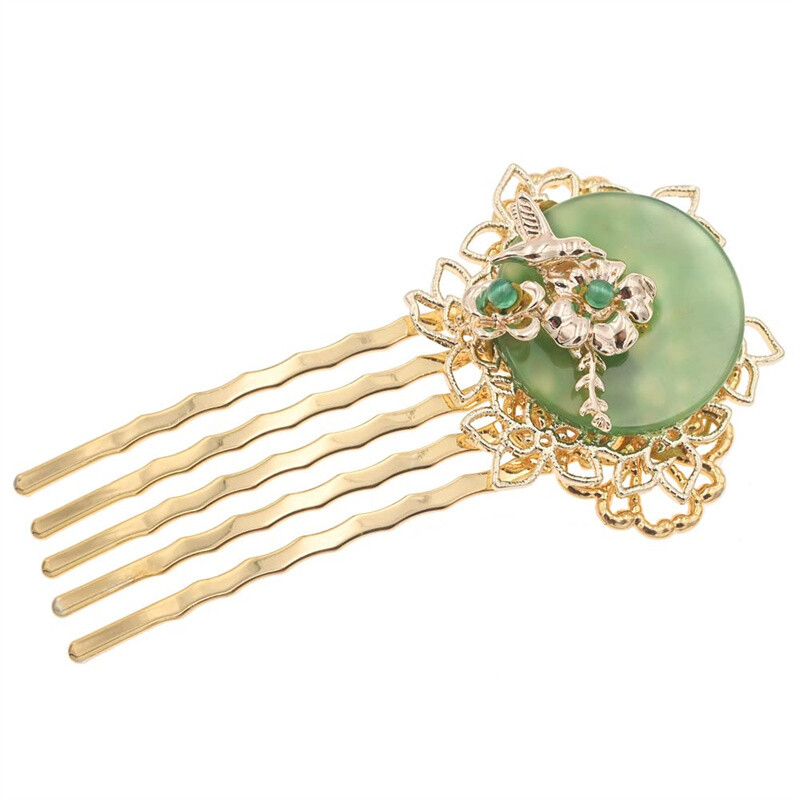 Elegant Chinese Flower Metal Hair Clip for Hanfu Bridal Headwear