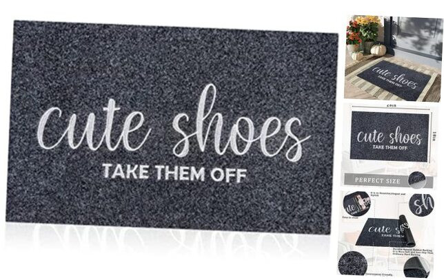 Cute Shoes Off Welcome Non-Slip Indoor Doormat for Entryway