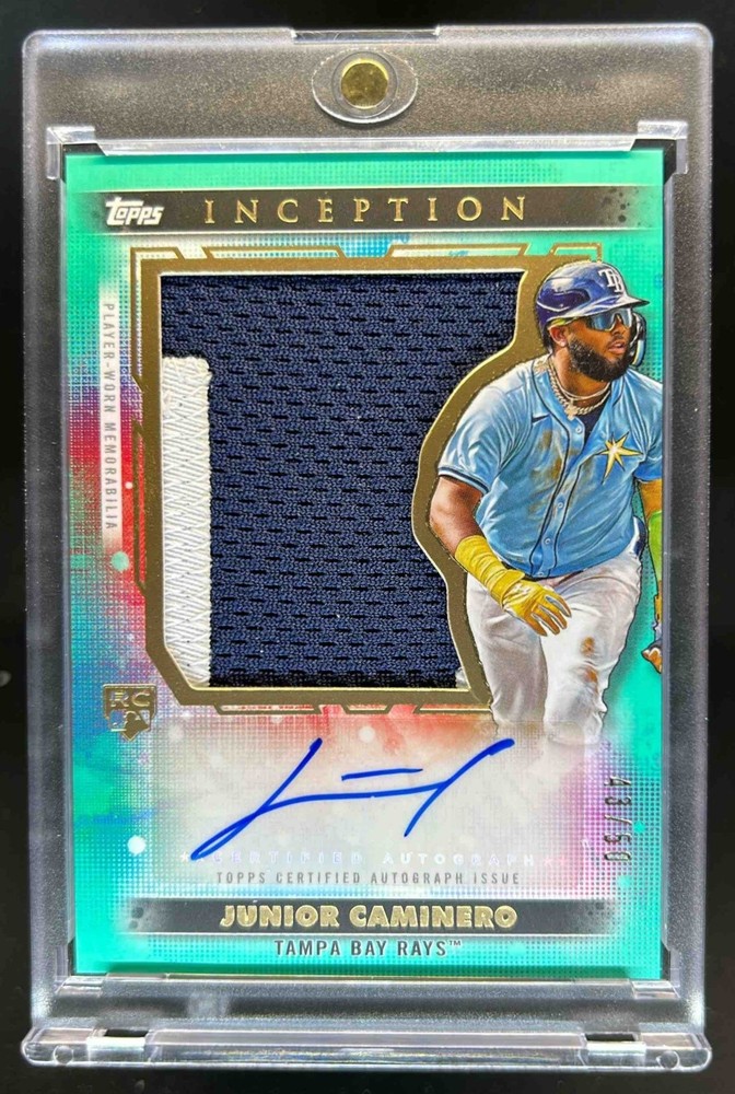 2024 Topps Inception Junior Caminero Auto Jumbo Patch Cards Aqua RC #43/50 Rays