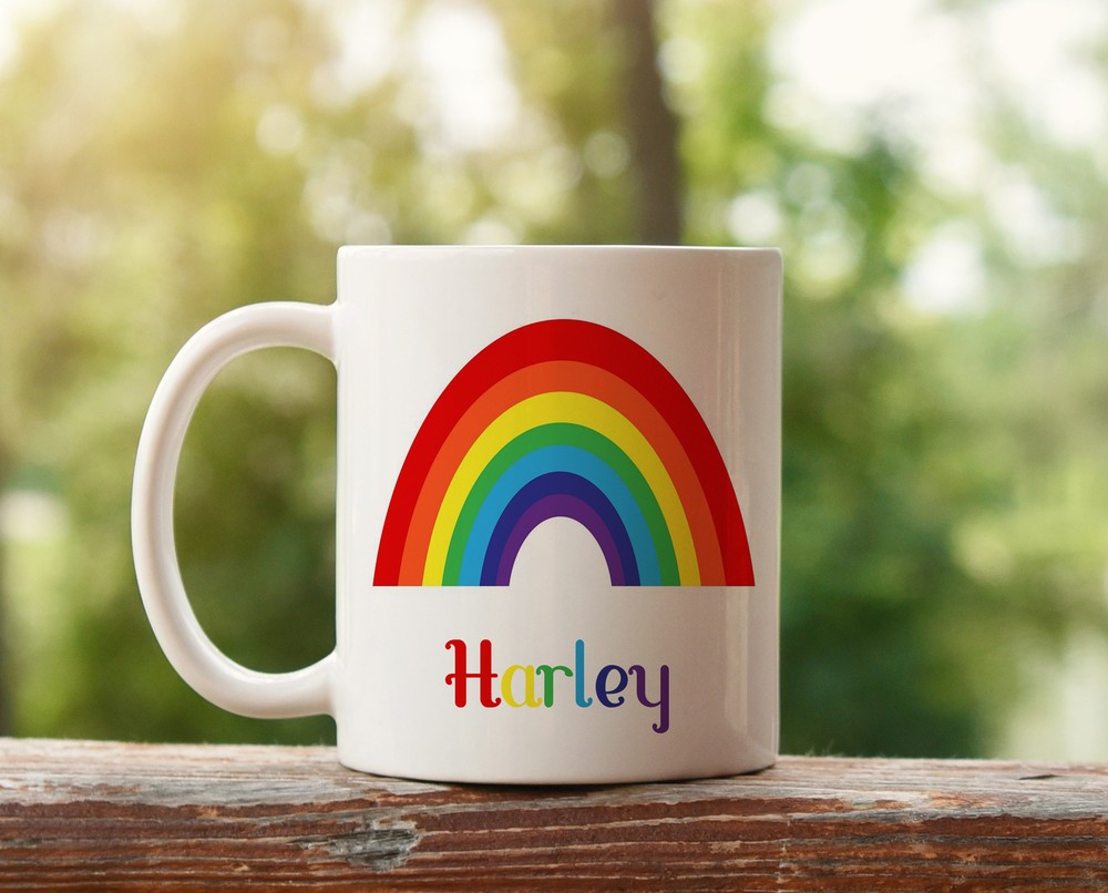 Personalised Rainbow Mug Rainbow Cup Rainbow Gift Personalised Gift Key Worker