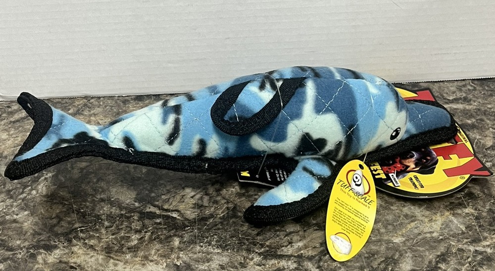 TUFFY® Dolphin Dog Toy - Tough Plush One Size, Strong Soft Squeaky Floating Tug