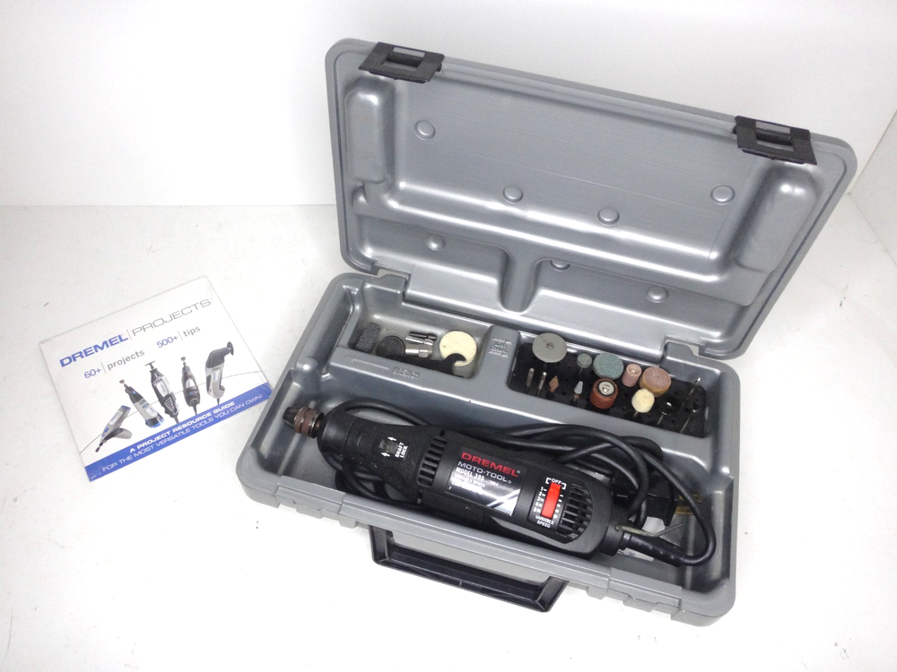 1990s DREMEL Moto Tool 395 Type 2 Variable Speed Kit Case & Accessories USA