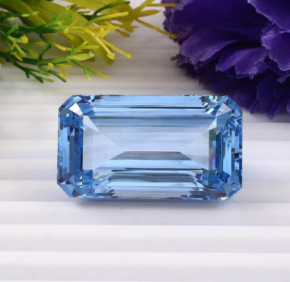 Brazilian Natural 15 Ct Blue Aquamarine Emerald Cut Loose Gemstone EGL Certified