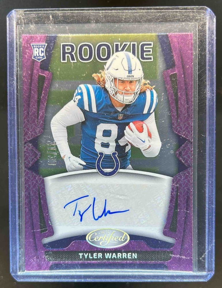 2025 Certified Tyler Warren Rookie RC Purple Etch Auto #21/30 Colts