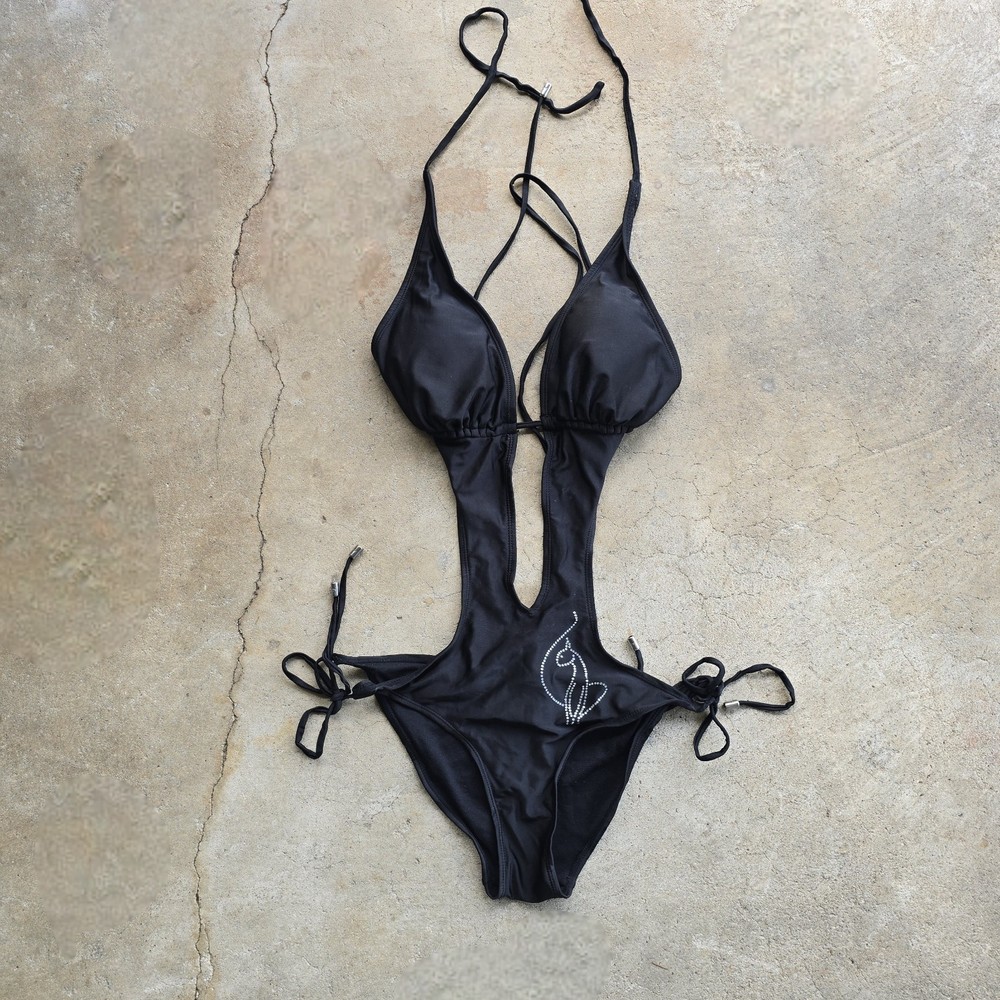 Vintage 90’s Y2k Baby Phat Monokini One Piece Bathing SwimSuit Bling Medium