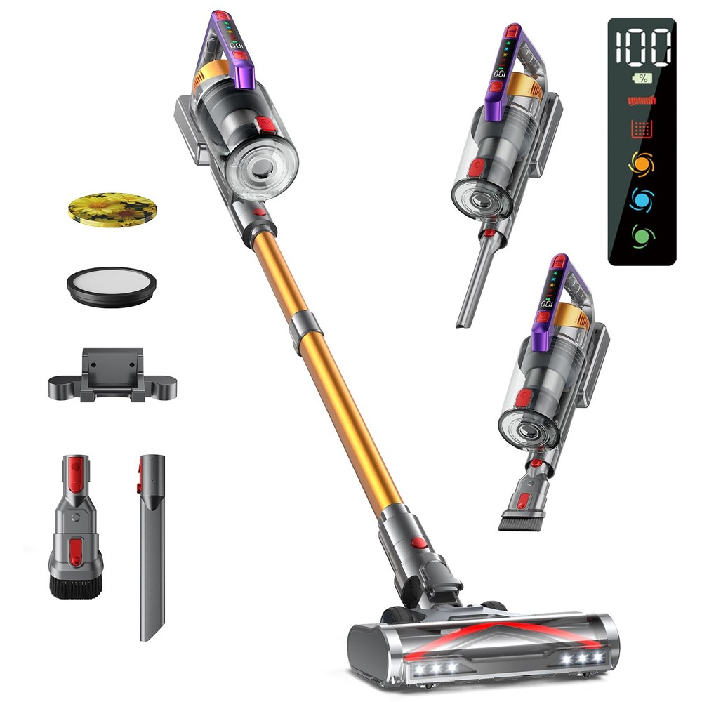 Cordless Vacuum Cleaner, 550W/45KPA Self-Standing Vacuum Cleaners for Home, M...