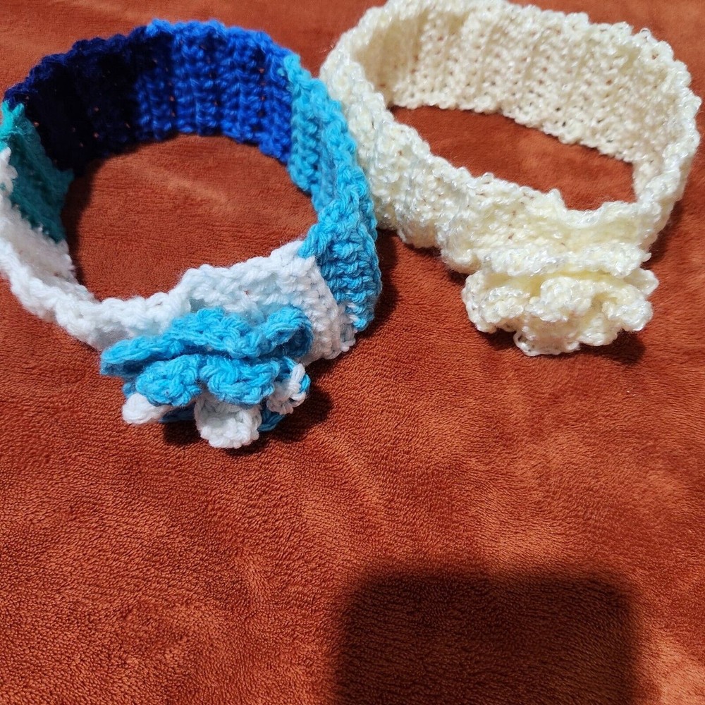 Crochet Headbands for Women Set of 2 Blue and Yellow Handmade