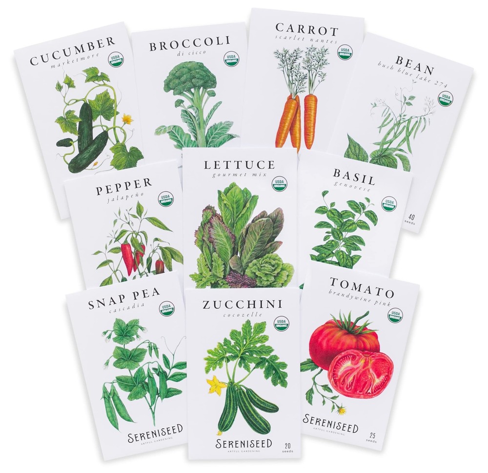 Organic Non-GMO Vegetable Seeds 10-Pack - Open Pollinated Basics