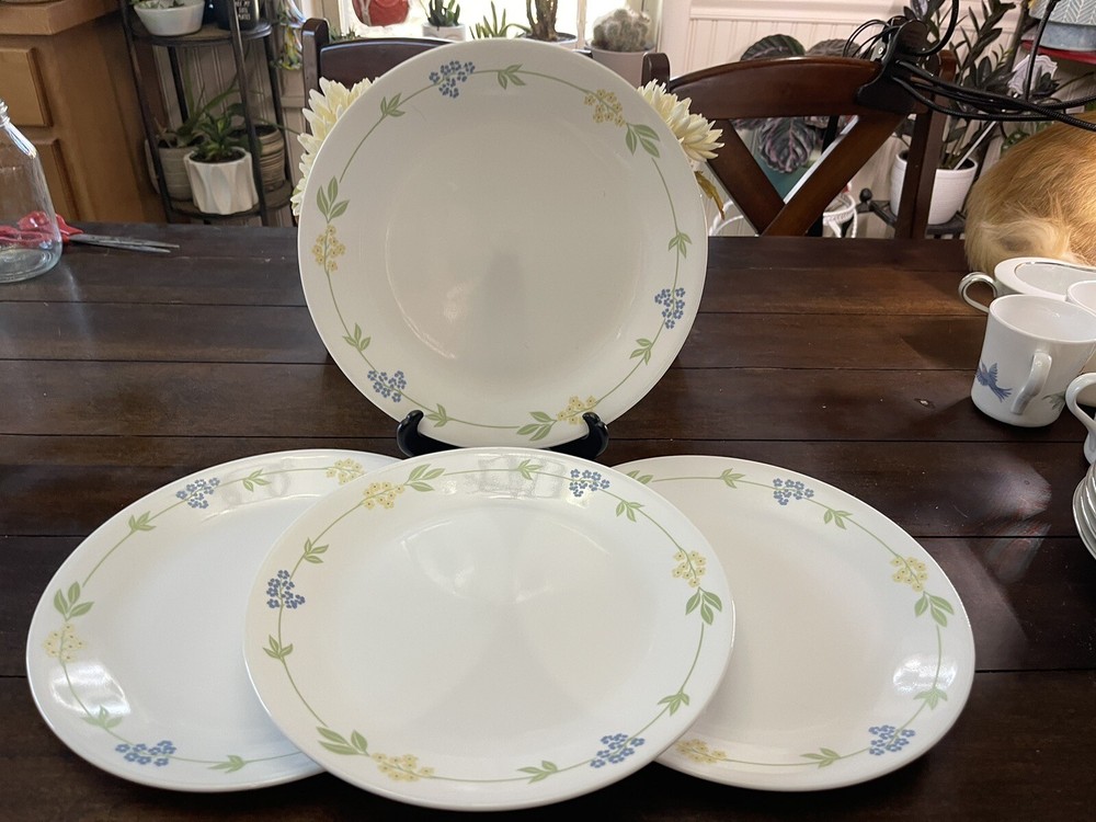 Corelle Corning SECRET GARDEN Dinner Plates Set Of 4 Excellent Condition