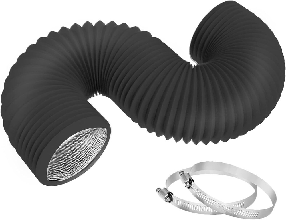 4 Inch 8 Feet Dryer Vent Hose,Flexible Insulated Air 8feet, Black