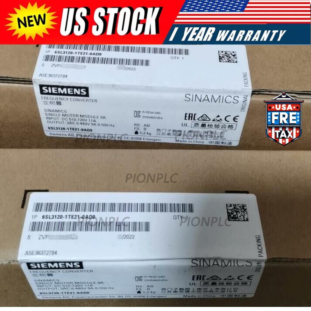 New SIEMENS 6SL3120-1TE21-0AD0 6SL31201TE230AC0 (12 Months Warranty) U