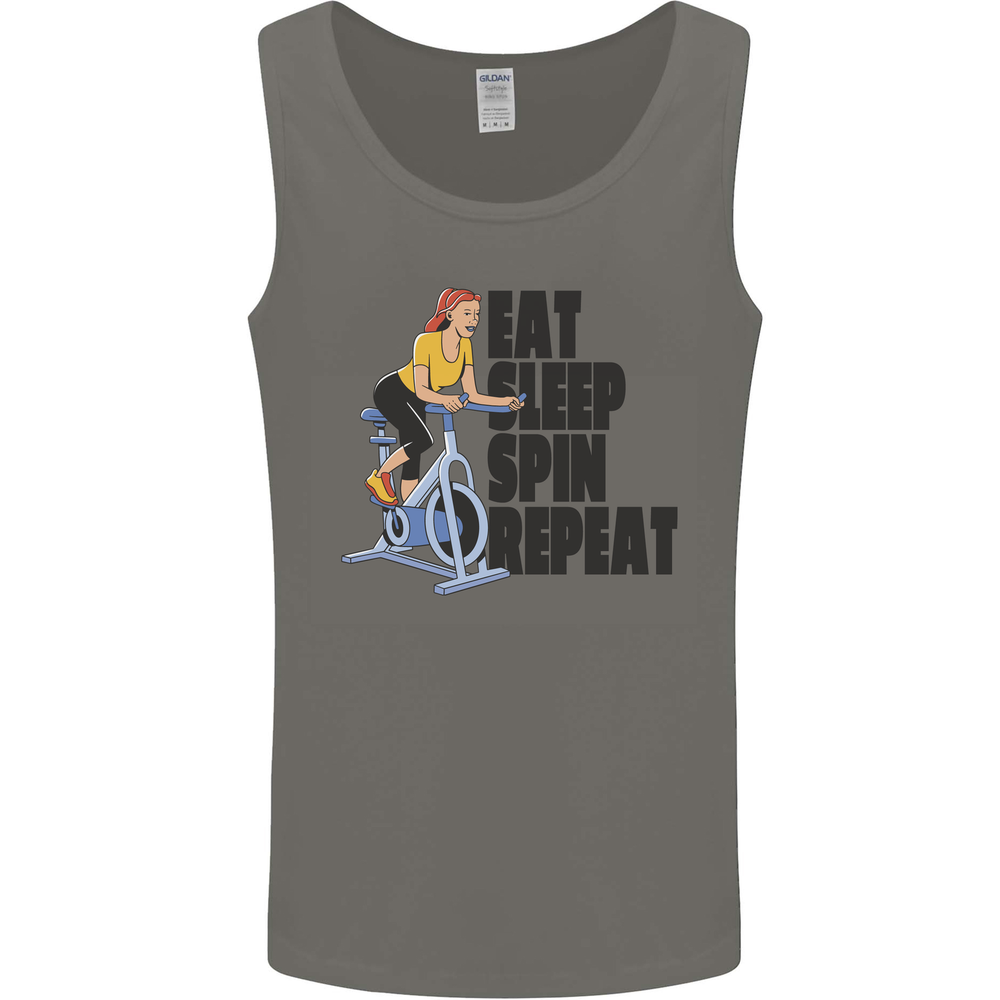 Spinning Eat Sleep Spin Repeat Cycling Mens Vest Tank Top