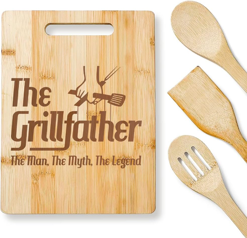The Grillfather Engraved Bamboo Cutting Board - Perfect Gift for Dad