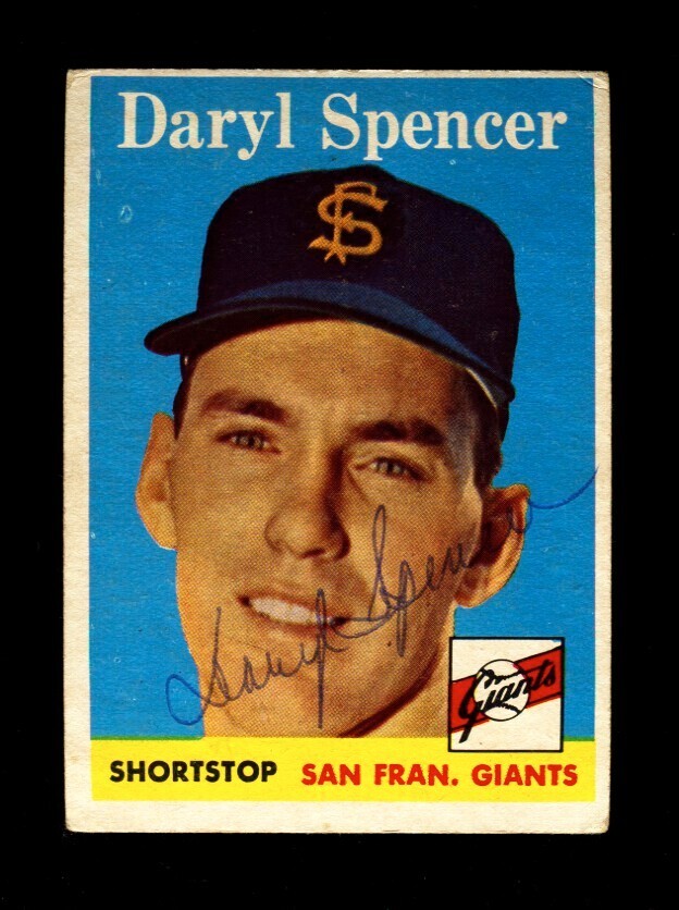 1958 TOPPS DARYL SPENCER #68 GIANTS SIGNED AUTOGRAPH