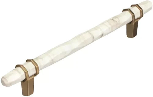 Amerock Carrione 6-5/16 in Marble White Gold Champagne Bar Pull