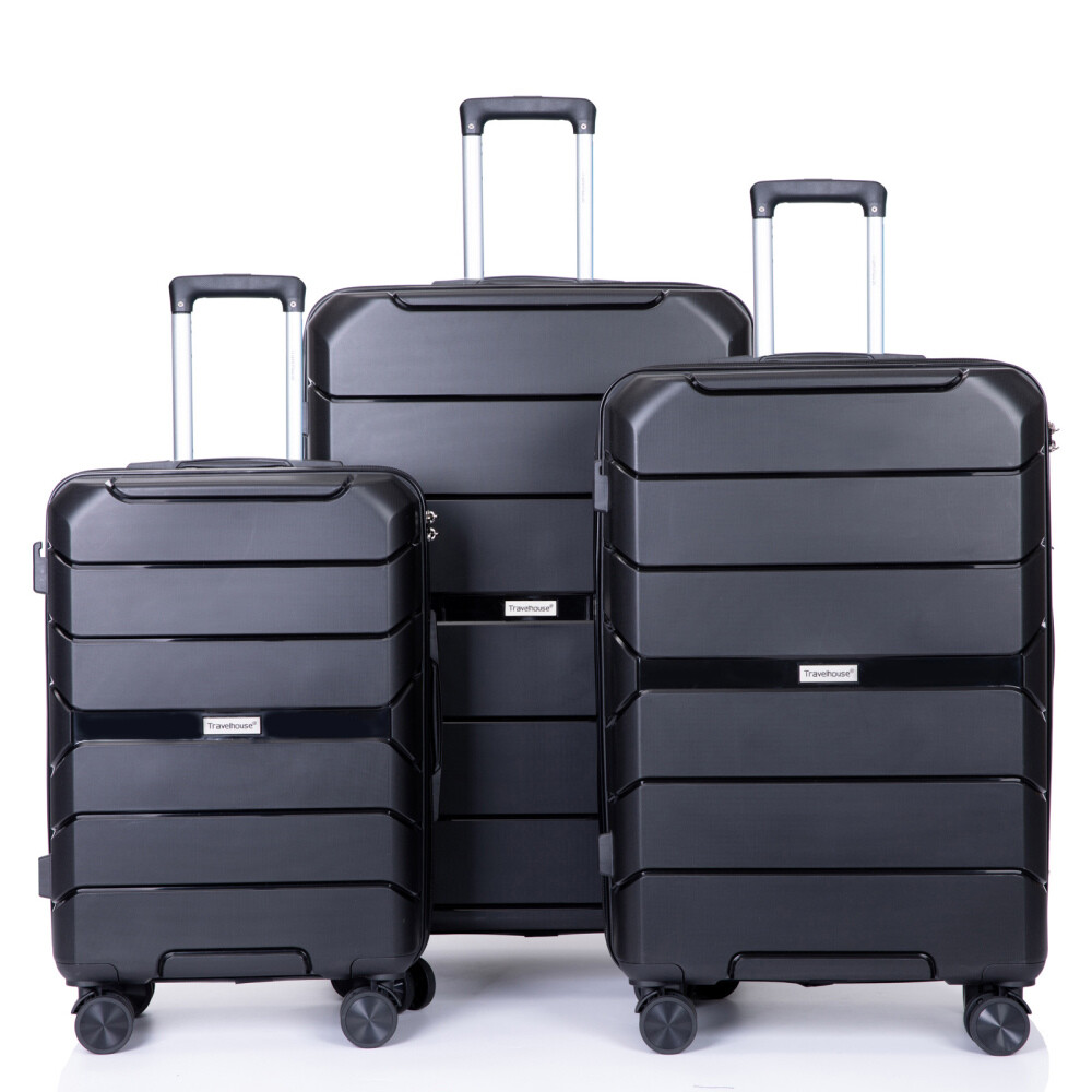 3-Piece 20/24/28in Hardshell Suitcase Set with Spinner Wheels Durable PP Luggage