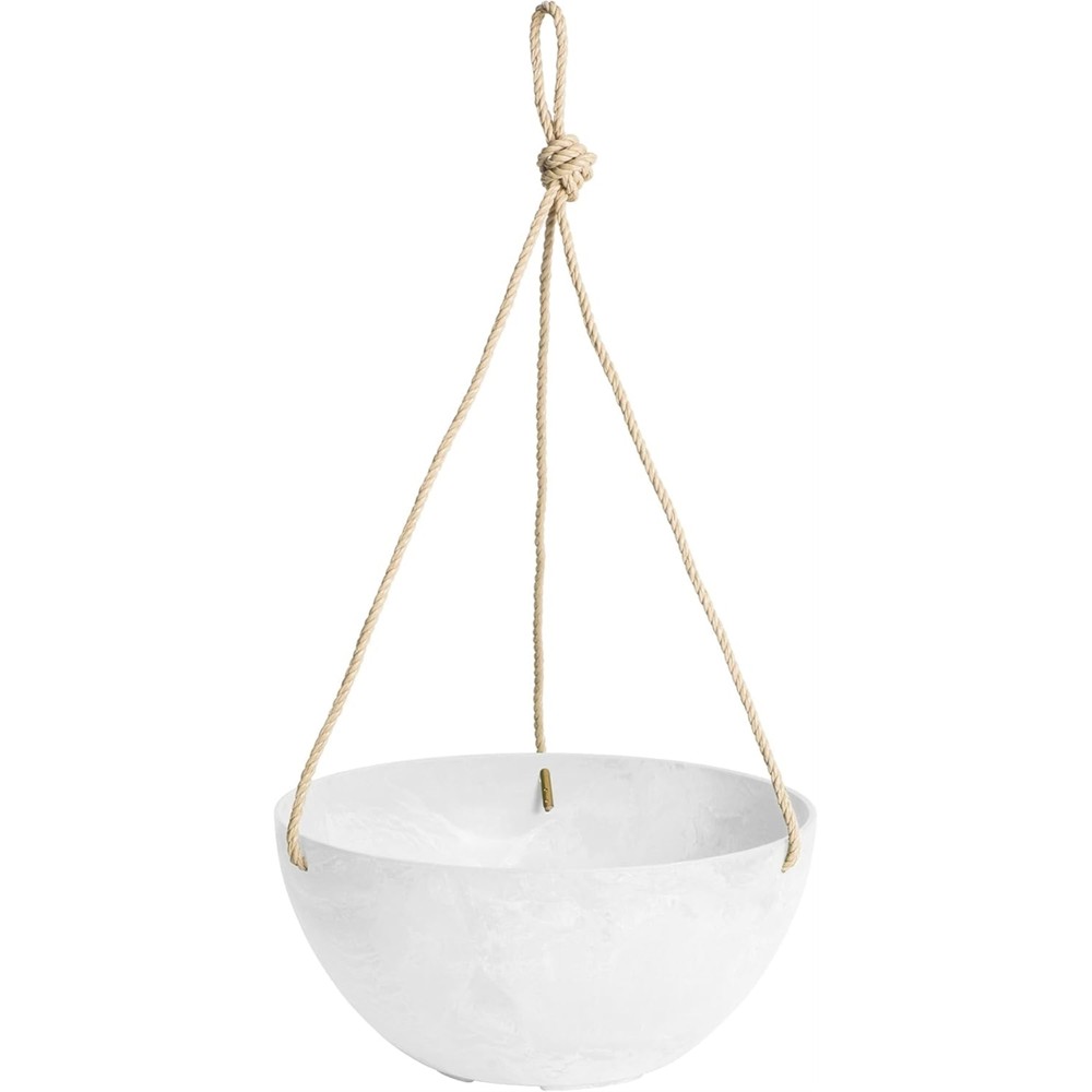 Root & Vessel Self Watering Hanging Plastic Planter, White, 10in