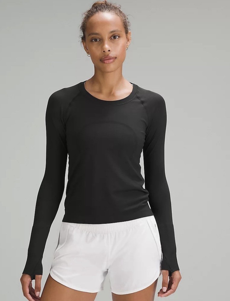 Lululemon Swiftly Tech 2.0 Long Sleeve T-Shirt Black Women's Size 6 Thumb Holes