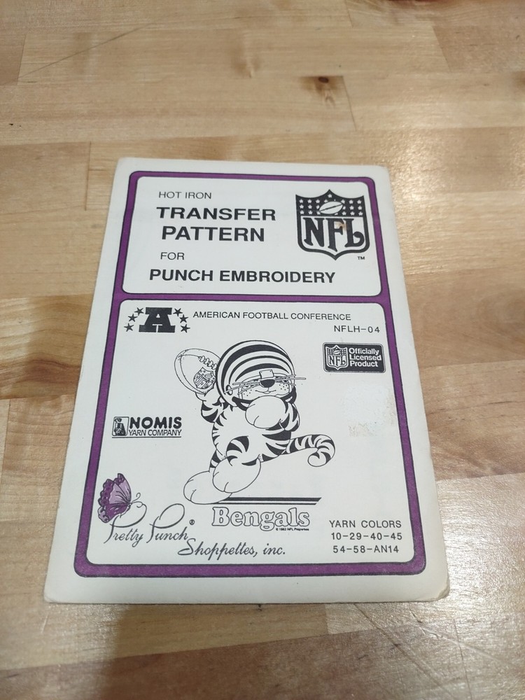 VTG 1987 Pretty Punch Hot Iron Transfer Pattern #NFLH-04 BENGALS NFL Team ¿
