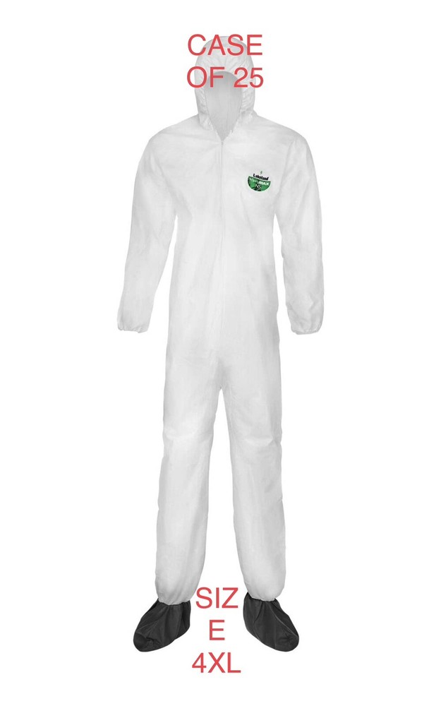 Case of 25 Lakeland MicroMax 3P M3P428E NS Hooded Coverall 4XL Protective Suit
