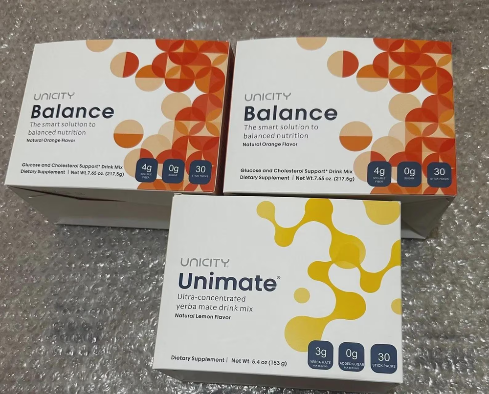 Unicity FEEL GREAT 3 PACK (1x Unimate Lemon 30 sachet & 2 x Balance 60 sachets)