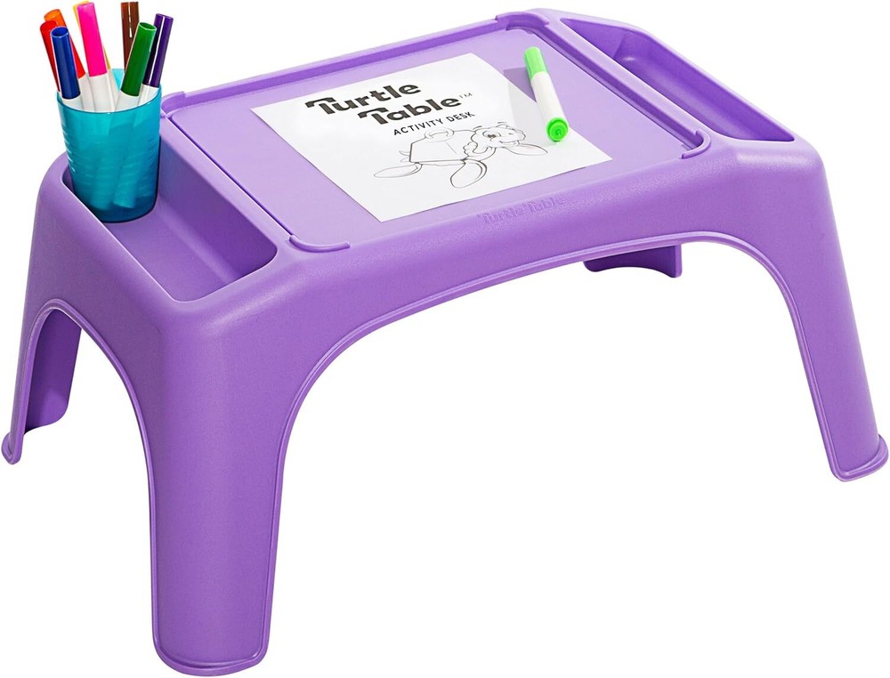 Kids Purple Lap Desk Tray with Storage for Snacks and Toys  