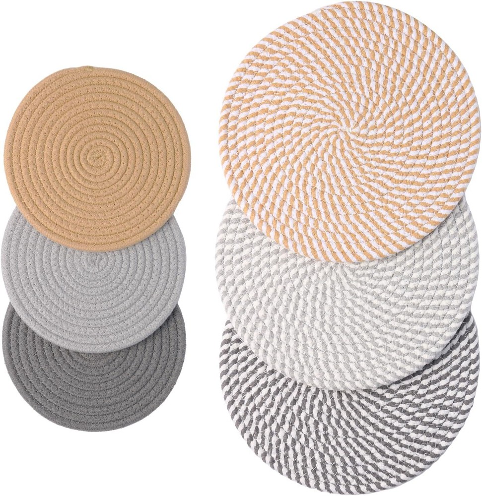 Trivet Set (3pcs 7 Inch & 3pcs 9 Inch) Large Trivets for Hot Mix Color 2