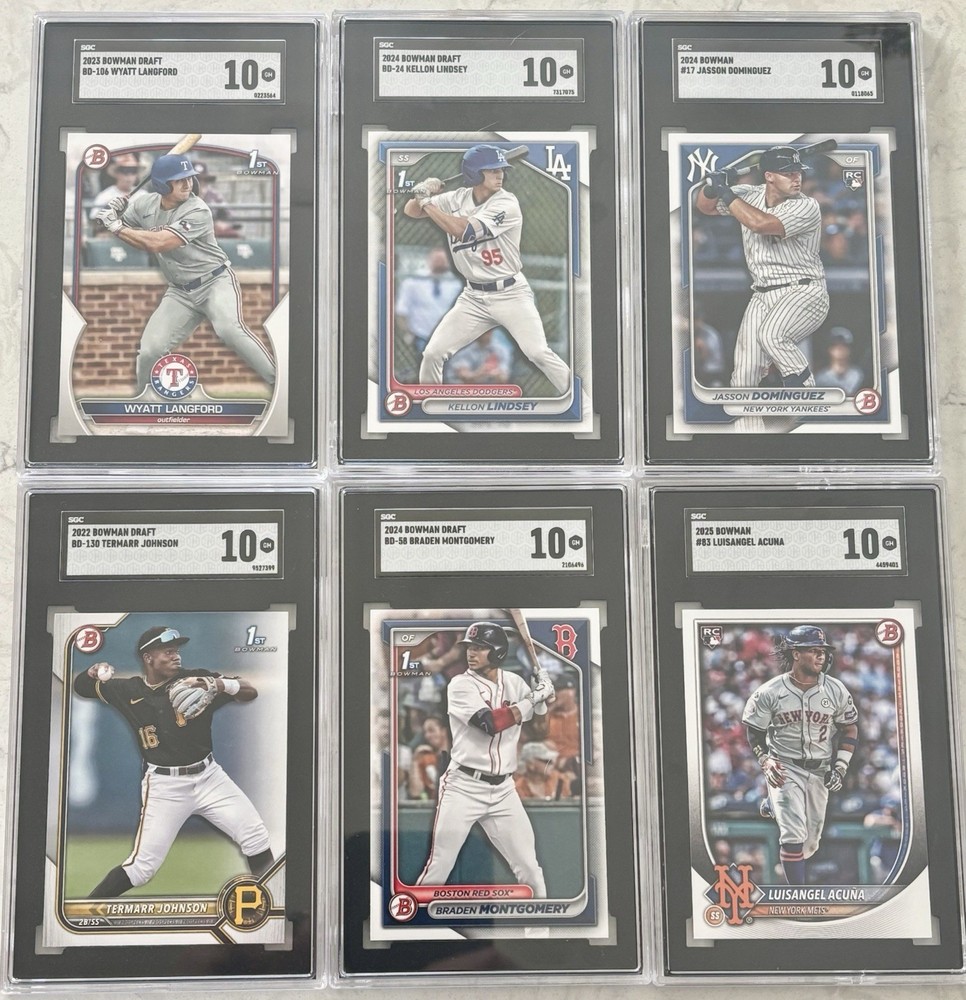 SGC 10’s Slab Lot All Top Rookies Lindsey, Langford, Acuna, Johnson Etc.